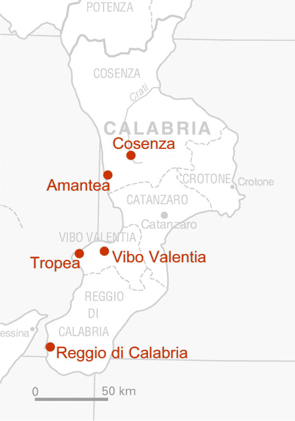 map of Calabria